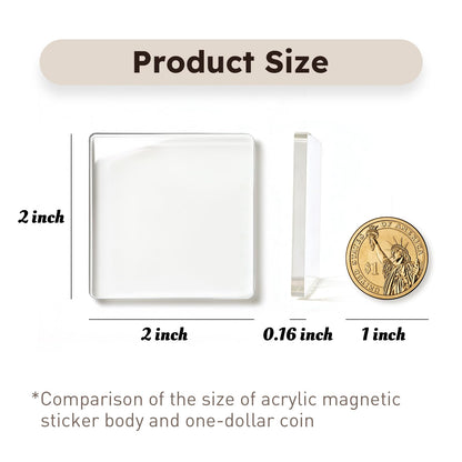 DELUOLUO 20 Pack 2"x2"x0.16" Clear Acrylic DIY Fridge Magnets Set with Adhesive Backing – Square Magnetic Photo Frames for Crafts, Kitchen, Classroom, Party & Office Decoration