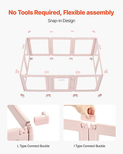 VEVOR Clear Acrylic Dog Playpen Indoor, 60x39x23 in Plastic Pet Playen for Medium Sized Dogs, Easy Assemble Waterproof Transparent Puppy Playpen, Easy to Clean, Durable Indoor Pet Dogs Cats Birth Kit
