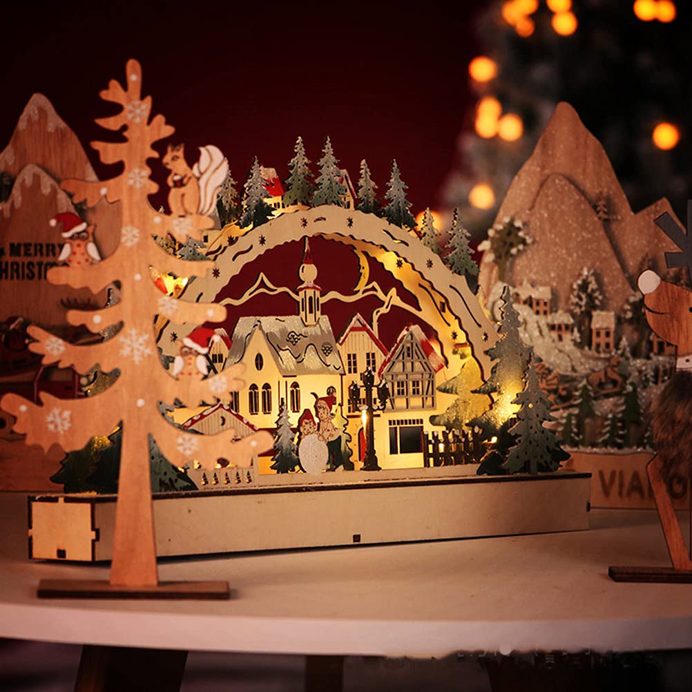 Stylebest Led,Christmas House Scene Wooden Christmas Village,Christmas Village Houses for Shopping Mall Window Decorations