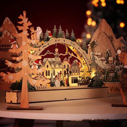 Stylebest Led,Christmas House Scene Wooden Christmas Village,Christmas Village Houses for Shopping Mall Window Decorations