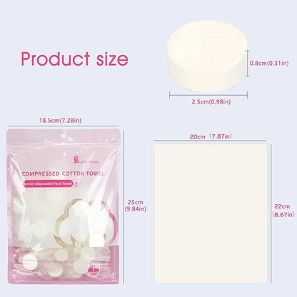 Classycoo Thick Disposable Compressed Towels Tablets- Individually Wrapped Face