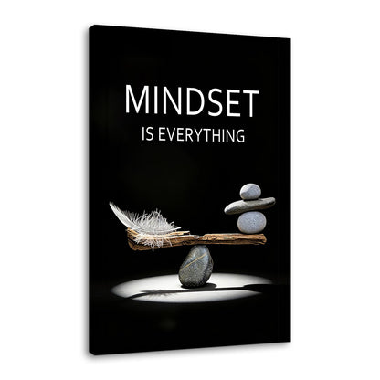 YSPCSUN Mindset Is Everything Wall Art Motivational Quotes Canvas Pictures Large Inspirational Posters For Living Room Framed Zen Balance Stones And Feather Office Decor Artwork 36x24 Inch