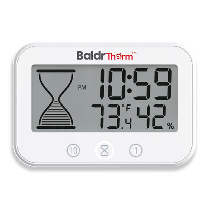 Baldrtherm Digital Timer, Works as a Countdown Timer, Real-time Clock, Hygrometer Thermometer. IP67 Waterproof Safe for Kitchen Bathroom Use. (White)