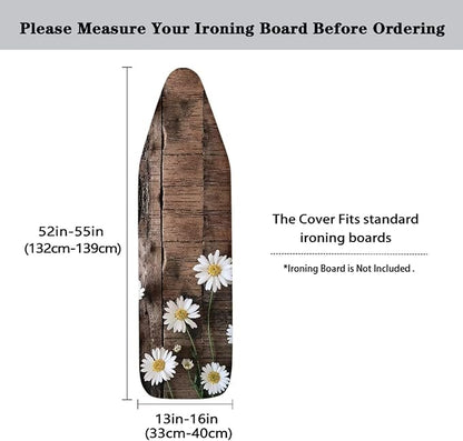 Brown Wood Ironing Board Cover 15x54 Inch Ironing Board Protector Daisy