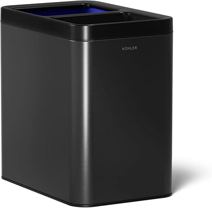 Kohler K-31315-BST 22-Liter Dual-Bin Open-Top Trash Can, Black Stainless Steel