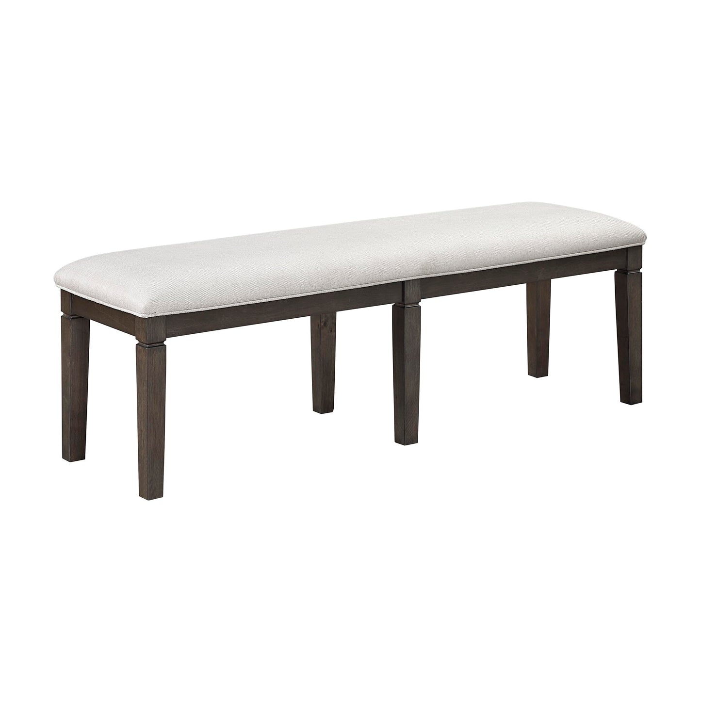 Lexicon Dining Bench with Padded Seat and Wooden Frame, 58" W Entryway Bench, Beige Textured Fabric Upholstered Dining Seat for Kitchen/Living Room, Easy Assembly, Dark Espresso