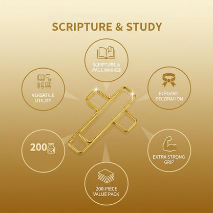 200 Pack Gold Cross Paper Clips, Decorative Paper Clips and Bookmarks for Bible Study, Journaling, Church Office and Home Use