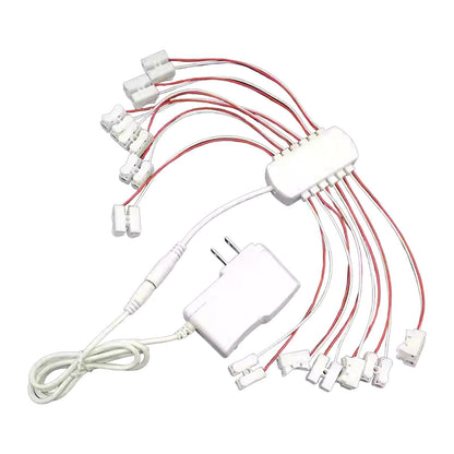 kowaku 3V 2A Power Supply US Plug 12 Ports Convenient Compact Wiring Power Cable for Miniature Garden Model Hobby Train Street Light