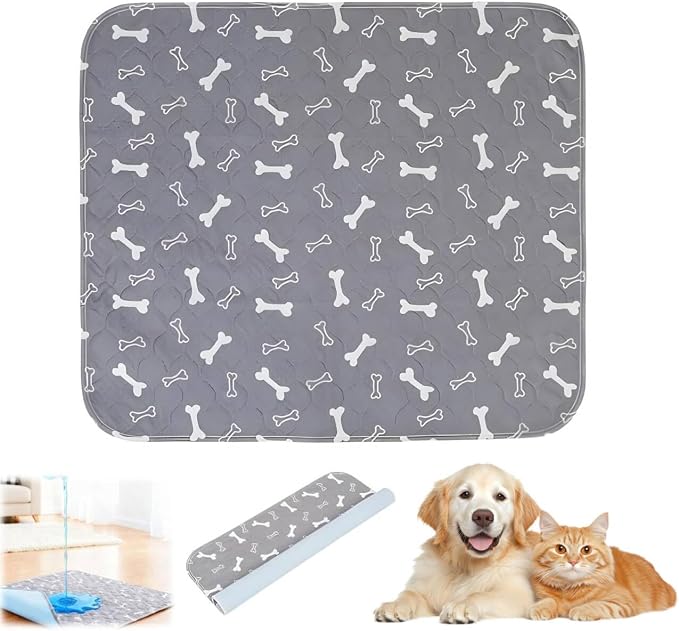 Puppy Pads with Pheromones, Washable Puppy Pee Pads for Dogs,Reusable Puppy Pads Washable for Dogs & Cats, Washable,Durable Leak-Proof & Anti-Slip Pet Training Pads for Home & Trave(M,Gray)