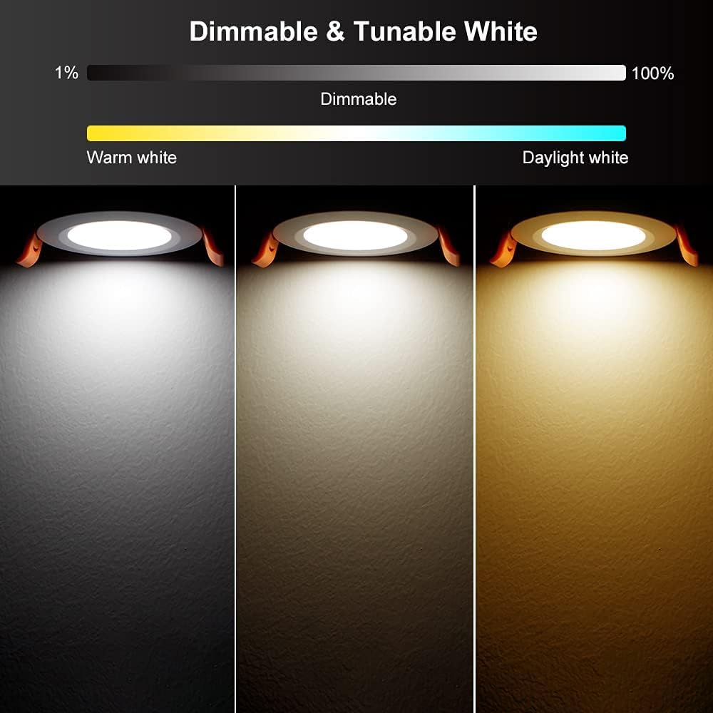 YGS-Tech Smart 3 Inch LED Recessed Lighting RGB WiFi Downlight, 5W Compatible with Alexa and Google Home, Dimmable RGB & CCT 2700-6500K Color Changing, 120V Ceiling Light with LED Driver (4 Pack)