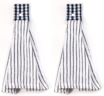 2 Pcs Kitchen Cotton Classical Striped Towel/Absorbent Towel/Hanging