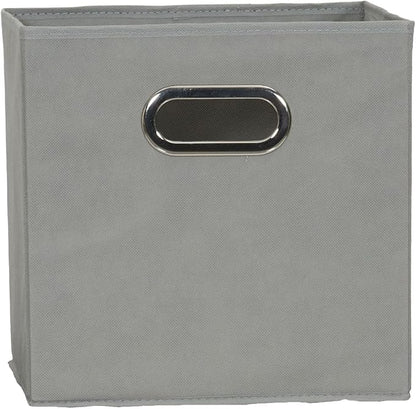 Household Essentials 84-1 Foldable Fabric Storage Bins Set of 6 Cubby Cubes with Handles Gray (Pack of 6)