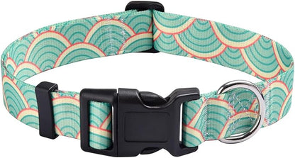 MarukoPet Dog Collar, Adjustable for Small Medium Large Dogs Puppy, Cute Design with Bohemia Floral Tribal Geometric Patterns Boys Girls Dog Collar(Sector-S)