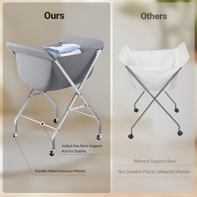 ELYKEN Laundry Cart with Wheels, 33”H Easy Rolling Laundry Hamper with