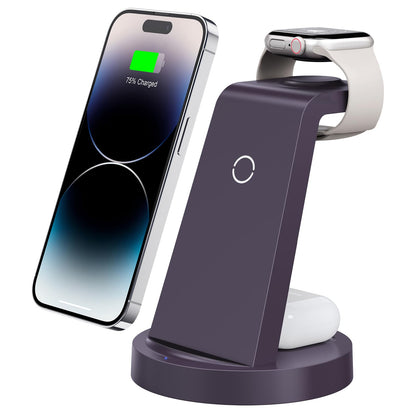 3 in 1 Charging Station for iPhone, Wireless Charger for iPhone 17 16e 16 15 14 13 12 11 X Pro Max & Apple Watch - Wireless Charging Station for AirPods 4 3 Pro