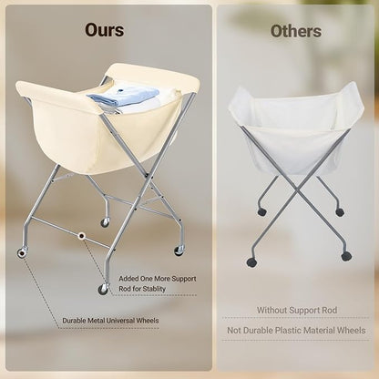 ELYKEN Laundry Cart with Wheels, 33”H Easy Rolling Laundry Hamper with