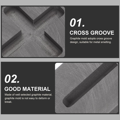 4pcs Gold Silver Graphite Ingot Mold Cross Shape Jewelry Melting Tool for Casting High Thermal Stability Conductivity for Melting Alloys