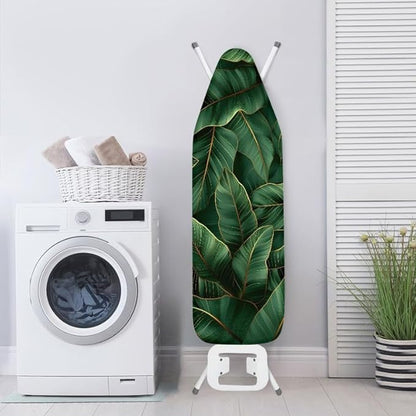 Green Banana Leaves Steam Ironing Board Cover Tropical Plant Leaves Stain