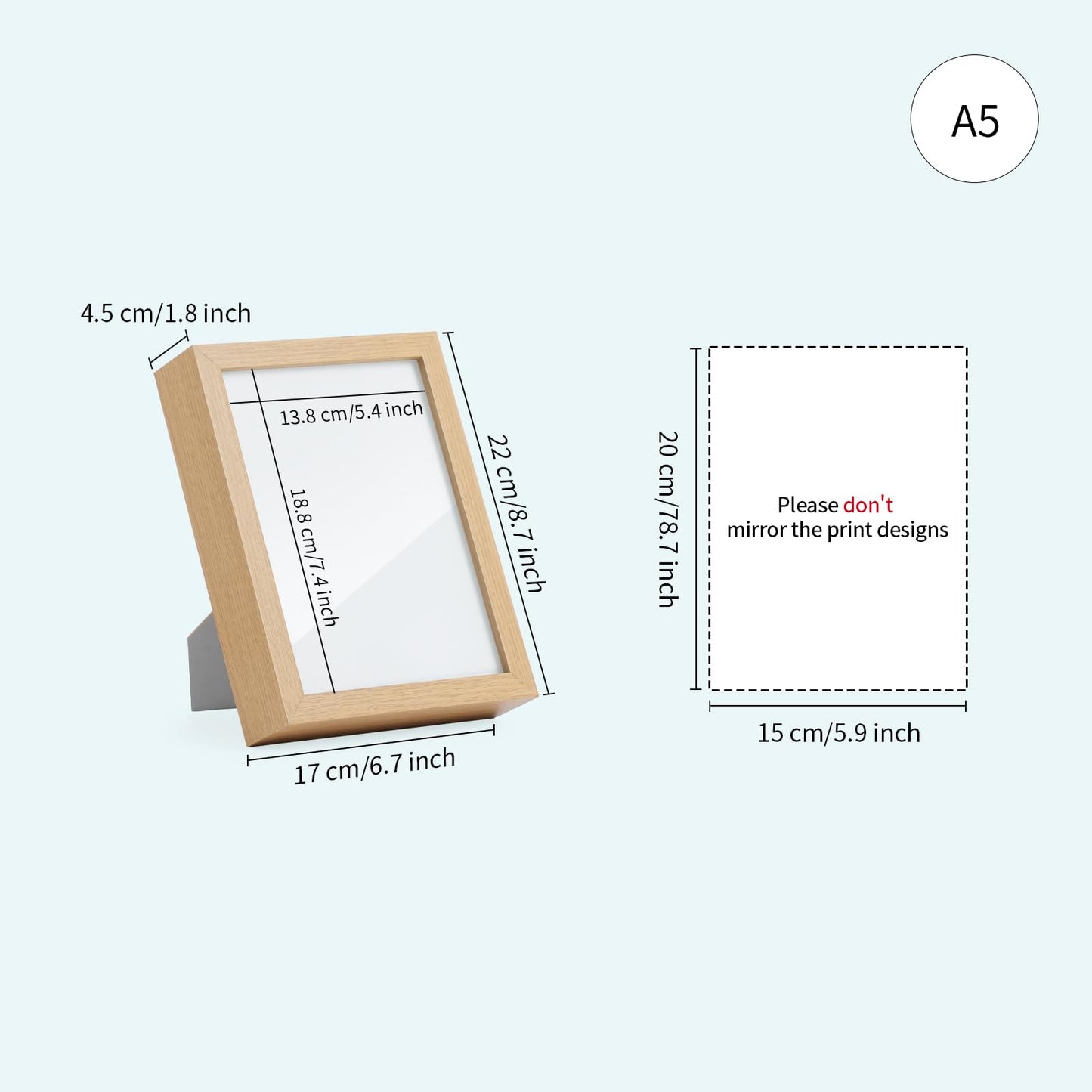 PYD Life 2 Pack A5 Night Light LED Photo Frames Panels with Sublimation Glass Sheets 5.9" x 7.87", with Wooden Frame 3 Light Modes, Custom Sublimation Blanks Night Lights for Tabletop Home Decor