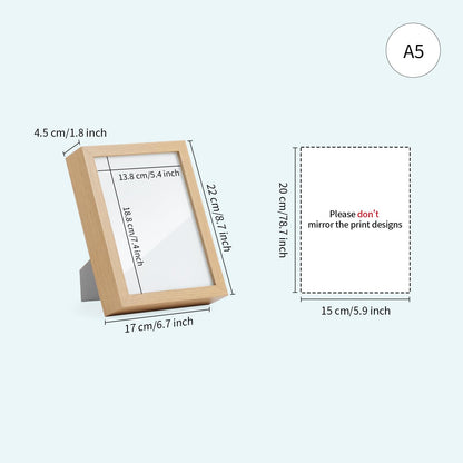 PYD Life 2 Pack A5 Night Light LED Photo Frames Panels with Sublimation Glass Sheets 5.9" x 7.87", with Wooden Frame 3 Light Modes, Custom Sublimation Blanks Night Lights for Tabletop Home Decor