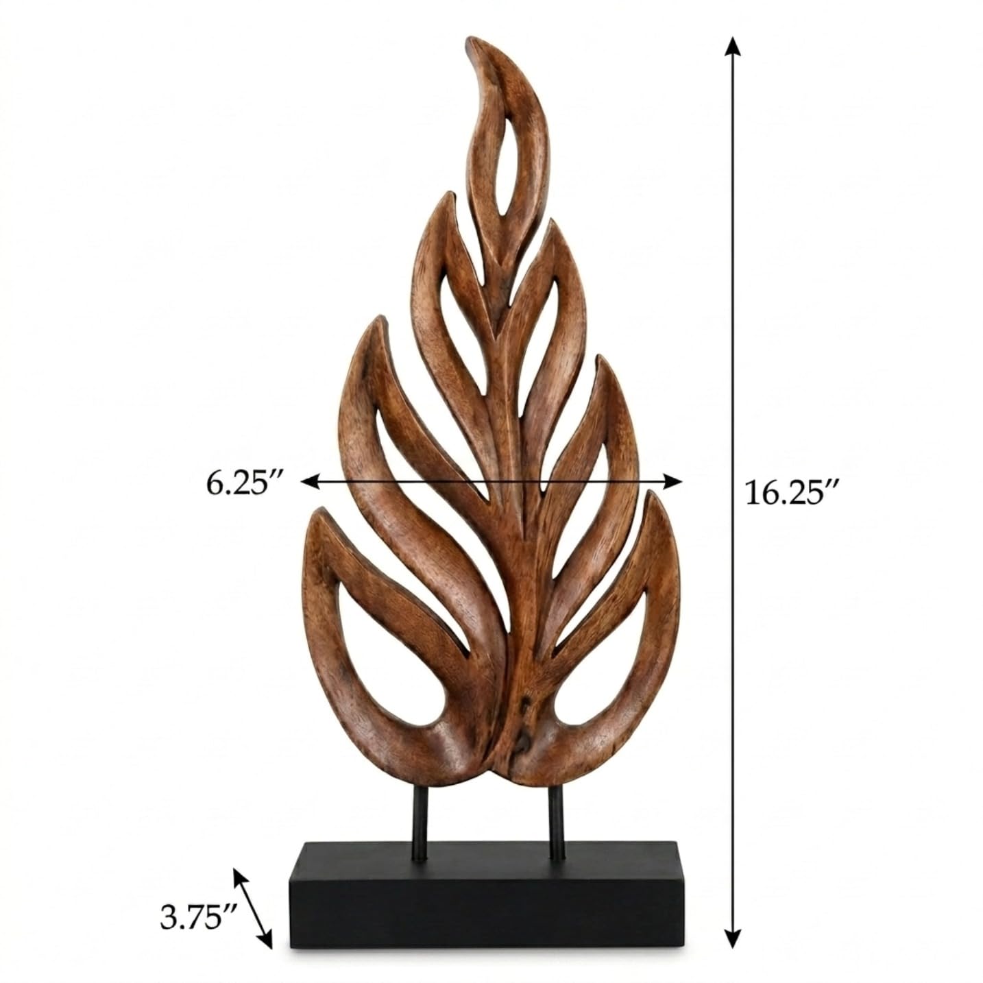 Decozen Wooden Leaf Sculpture - Hand Carved Solid Wood Coffee Table and Christmas Decor and Western Decor Accent for Living Room, Mantel, Bookshelf Décor, Christmas Decorations, Thanksgiving