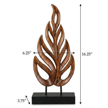 Decozen Wooden Leaf Sculpture - Hand Carved Solid Wood Coffee Table and Christmas Decor and Western Decor Accent for Living Room, Mantel, Bookshelf Décor, Christmas Decorations, Thanksgiving