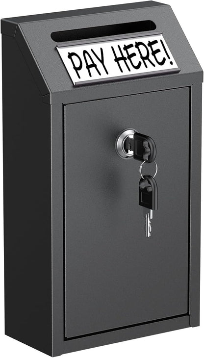 Uniclife Money Box for Cash, Wall Mount Mailboxes for Outside, Locking Mail Box Magnetic Label Holder, Key Drop Box, Cash Box with Lock, Metal Donation Box, Suggestion Box for Home, Office & Shop