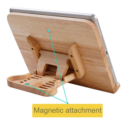 MTWhirldy Adjustable Wood ipad Stand for Desk, Foldable Multi-Angle Tablet Holder Stand Compatible with ipad pro 12.9,Mini, Air, Kindle, Tab,E-Reader 6-13" Tablet and Phone (Rubberwood)