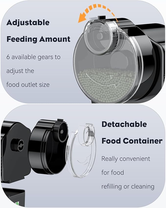 Pawfly Automatic Fish Feeder for Aquarium, Auto Vacation Timer for Tank 60 ml Adjustable Fish Food Dispenser for Pellets Strips, Battery Operated (Battery Not Included)