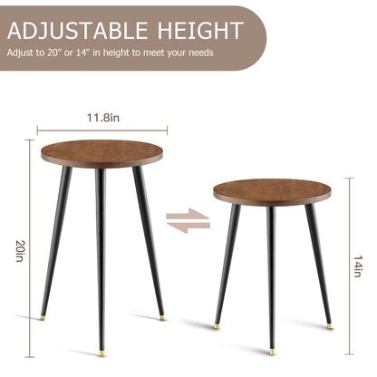 KINNARY Tall Plant Stand Indoor, Mid Century Wood Plant Stand Plant Table for Flower Pots, Heavy Duty Metal Plant Holder, Modern Home Decor Small Round Side End Table (11.8"x20")