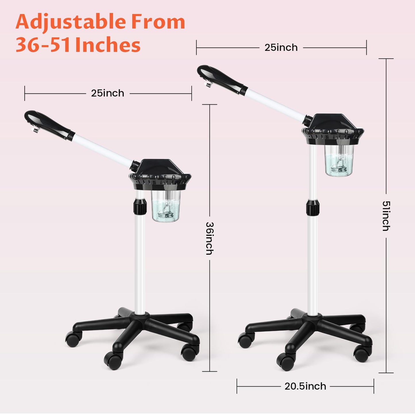 Professional Facial Steamer, Face Steamer on Wheels, SPA Ozone Steamer, Standing Face Steamer for Spa, Salon and at Home Use