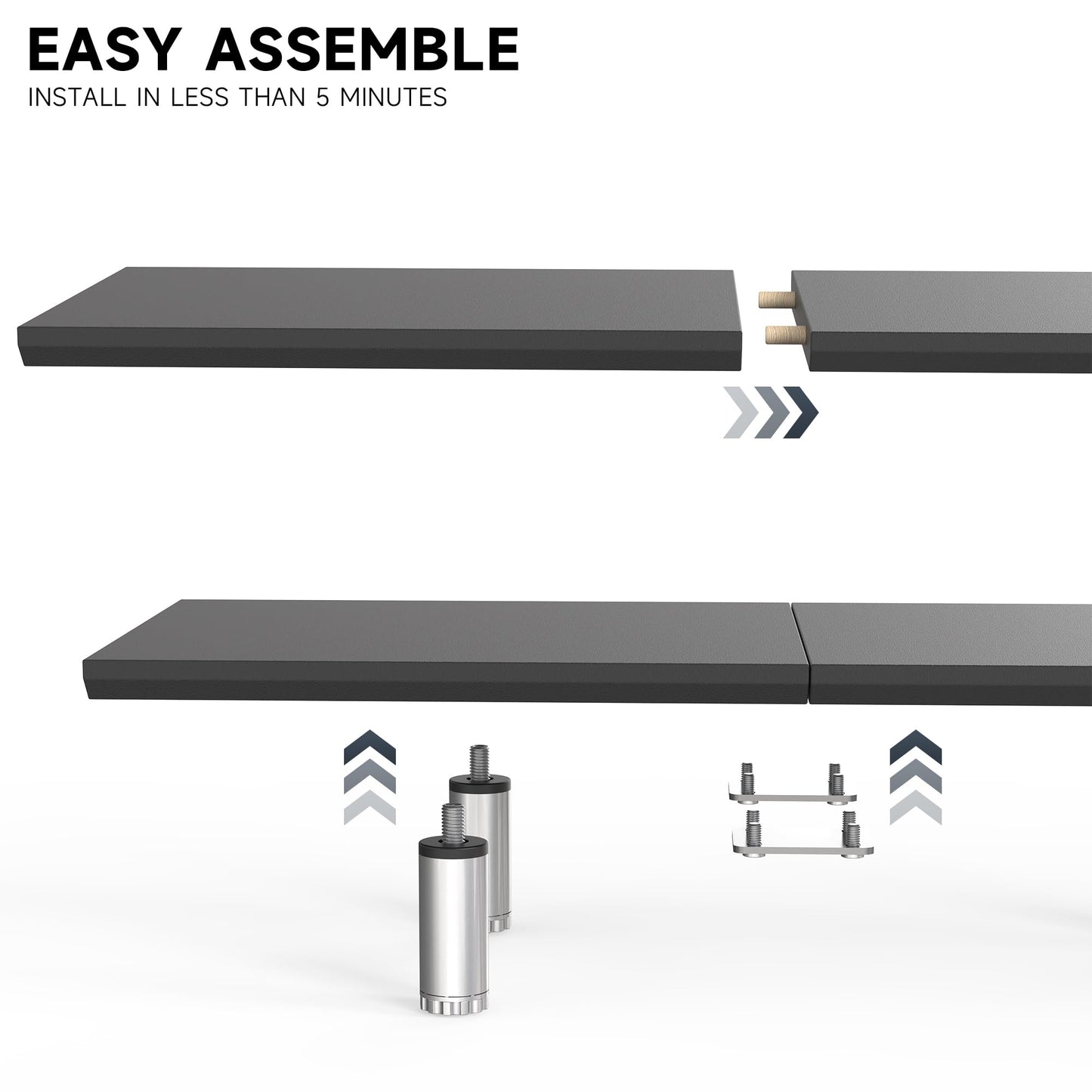 Fenge 39.4 Inch Dual Monitor Stand, Height Adjustable Monitor Riser Stand for Desk, Wooden & Steel Monitor Shelf for 2 Computers up to 99lbs, Stable Desk Organizer for PC Laptop TV, Black