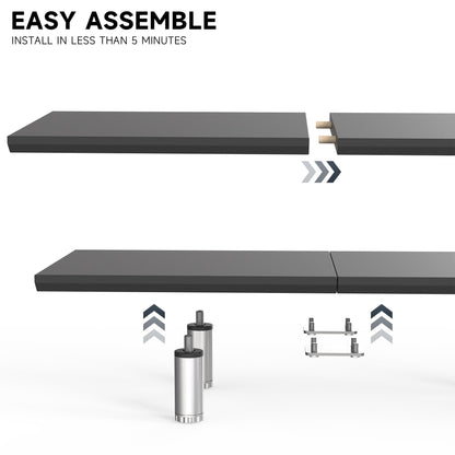 Fenge 39.4 Inch Dual Monitor Stand, Height Adjustable Monitor Riser Stand for Desk, Wooden & Steel Monitor Shelf for 2 Computers up to 99lbs, Stable Desk Organizer for PC Laptop TV, Black