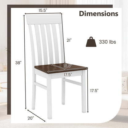 Giantex Wooden Dining Chairs Set of 2, Farmhouse Kitchen Chair with Hollowed Backrests & Rubber Wood Seats, Rustic Wood Side Chairs for Home Living Room Restaurant