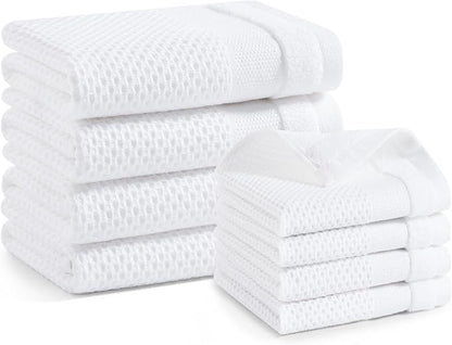 Homaxy Kitchen Towels and Dishcloths Set, 12 x 12 and 13 x 28 Inches, Super