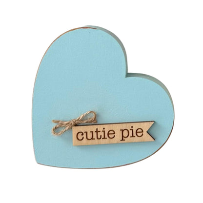 Chunky Wooden Conversation Heart Decor, Valentine’s Day Tiered Tray Shelf Sitter, Farmhouse Valentine Decoration, Candy Heart Inspired Valentine Decor (Blue)