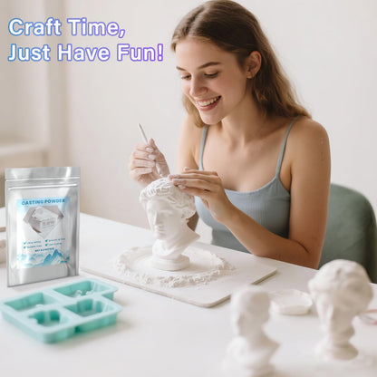 Eco Resin Casting Powder 1KG, 30 Minutes Demold Fast Curing Plaster of Paris, Plaster Powder Casting Kit for DIY Home Art