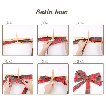 Karsspor Bow Maker Bow Making Tool for Ribbon, Wooden Wreath Bow Maker for Making Gift Bows, Wrist Corsages, Party Decorations, Hair Bows, Holiday Wreaths(with Instructions)