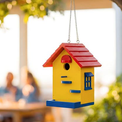 DIY Wooden Bird House Kit–Unfinished Natural Wood Hanging Birdhouse for Outdoor Garden Decor, Creative Craft Set for Kids & Adults