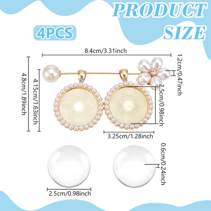 UNICRAFTALE 2 Sets Wedding Bouquet Photo Brooch Charms Rhinestone Bride Pin with Round Glass Cabochons Light Gold Memorial Crystal Bride Gift Pearl Floral Bouquet Charms for Friend Bridal Shower Gift