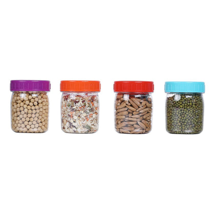 Novelinks 8 oz Plastic Mason Jars with Colorful Screw-On Lids – 16 Pack Clear Leakproof Storage Containers for Pantry, Crafts, Snacks, Spices – BPA-Free & Reusable
