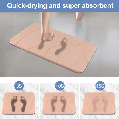 HUMIGA Stone Bath Mat, 2 Pack Diatomaceous Earth Shower Mat, Non-Slip Super Absorbent Quick Drying Bathroom Floor Mat, 24x15, Pink