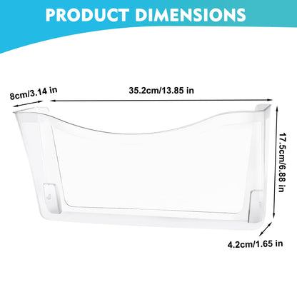 EASEPRES 4 Pack Clear Single Pocket Hanging File Organizer, Plastic Wall Mount Paper Mails Magazines Holder, Mounted Folder Bins for Office, School and Home, 13.85x3.14x6.88 inches