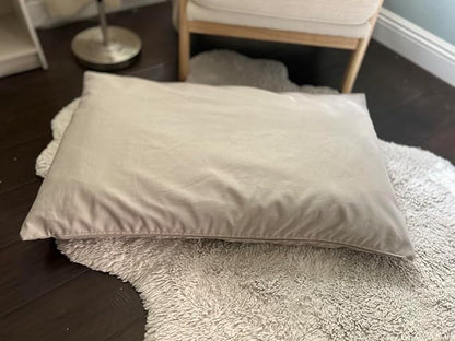 Natural Cotton Canvas Dog Bed – Raw Cotton Filled Pet Cushion Insert, Breathable Eco-Friendly Dog Mattress, Durable Washable Cover with Zipper (Gray, Medium 42"x29"x4")
