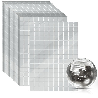 OTYMIOW 2250 PCS Disco Ball Tiles, 10 x 10 MM Self-Adhesive Disco Ball Stickers, Mosaic Mirror Tiles