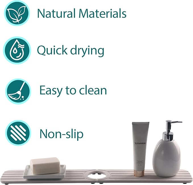 Drying Stone Faucet Mat for Kitchen Sink, Diatomite Faucet Handle Drip Catcher