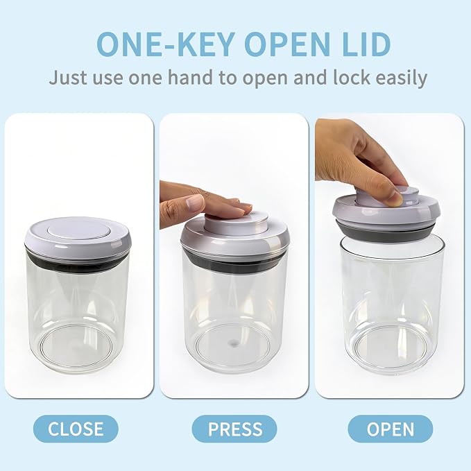 Airtight Pop Top Food Storage Container Sets with Lids 4Pcs Round Pop Containers for Kitchen Pantry Organization BPA-Free Stackable Kitchen Storage Containers for Cereal Flour Sugar (0.6, 1.7qt)*2