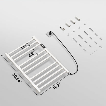 Towel Warmer,Stainless Steel Towel Warmer Rack for Bathroom -10 Bars Wall Mounted Towel Heater with Intelligent Touch Screen Timer, Hard Wired/Plug-in, Black