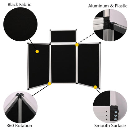 ISXACFF 3+1 Panel Trade Show Presentation Board 70.8“ x 35.4” Trifold Poster Board Folding 3 Panel Exhibition Display Boards Double Sided Tabletop Display with Storage Bag Hook & Loop-Receptive Fabric