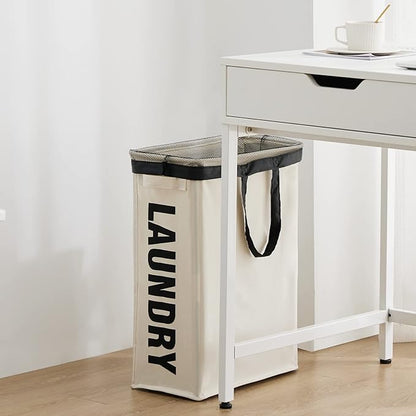 Slim Laundry Hamper with Removable Inner Bag and Side Handles, 45L Small